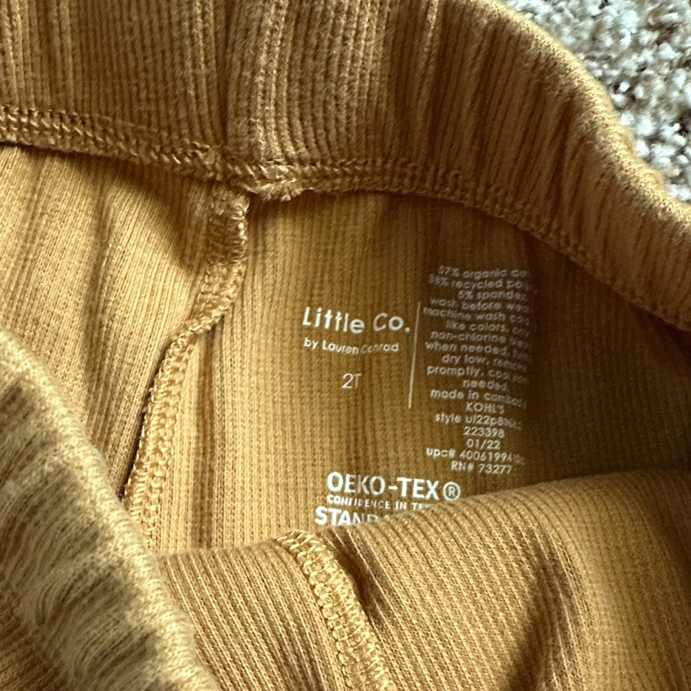 Kids Ribbed Tank & Shorts Matching Set in Mustard with White Trim - Picture 3 of 9